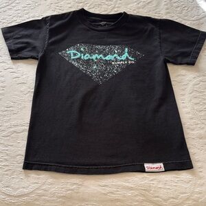 Diamond Supply Co. Black Tee with Blue Logo Gently Loved S